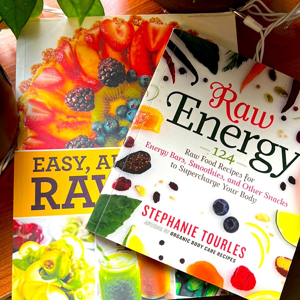 2 raw recipe cookbooks- Raw Energy & Easy, Affordable Raw
